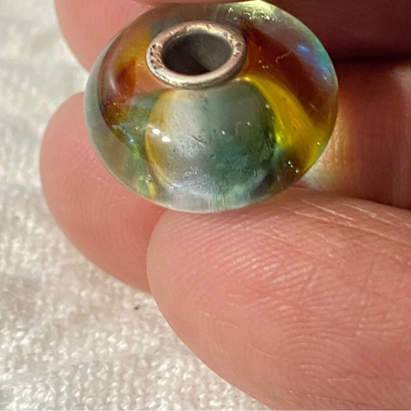 Trollbeads Green Rainbow Glass and Sterling Bead Retired 2012 - Picture 2 of 9